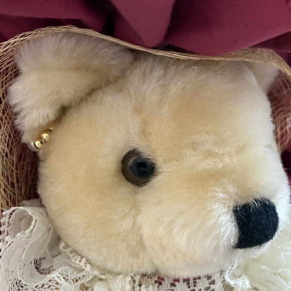 Vintage Teddy Bear Handmade Dress Lace Petticoat, Bonnet, Lace, Ribbon, Earrings - Picture 5 of 8